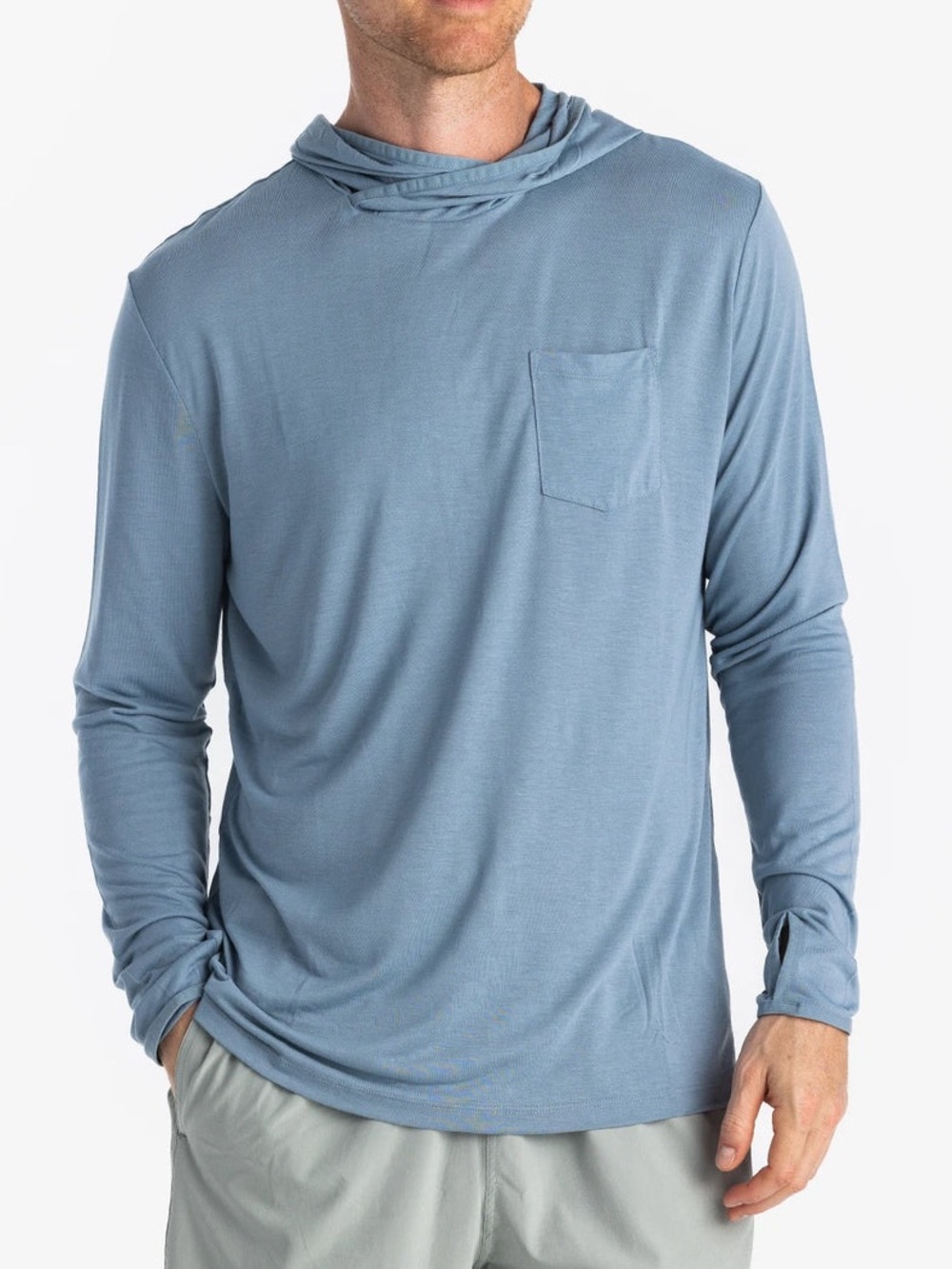 Free Fly Men's Bamboo Lightweight Hoodie in Blue Flog Size Large